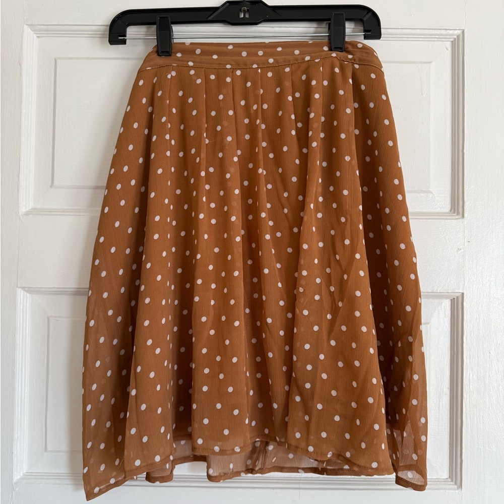 Old Navy Tan Polka Dot A-Line Skirt